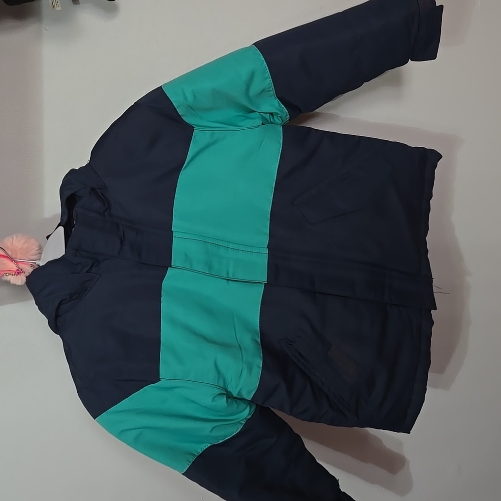 Boys sz small falls creek navy and green coat